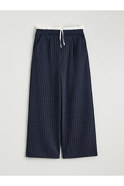LC Waikiki Two Mt Shop Quality Lcw Kids Blue Elastic Waist Pleated Girls' Pants