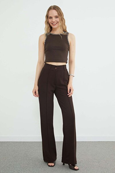 Fulla Moda Çimalı High Waist Palazzo Pants