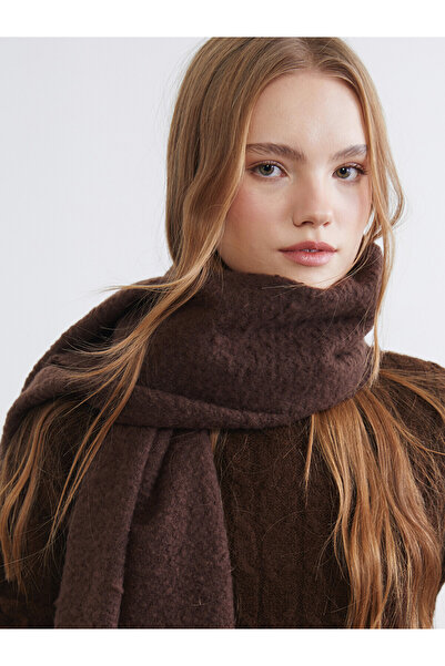 LC Waikiki Lcw Accessories Brown Knitwear Plain Women's Scarf with Nevavm Dif...