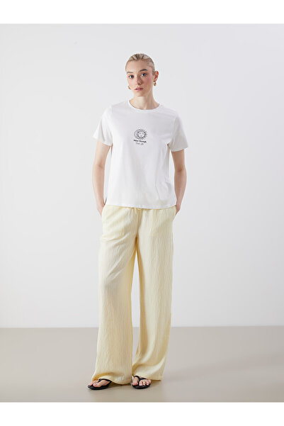 LC Waikiki NEVAVM بنطلون نسائي مزخرف بخصر مطاطي