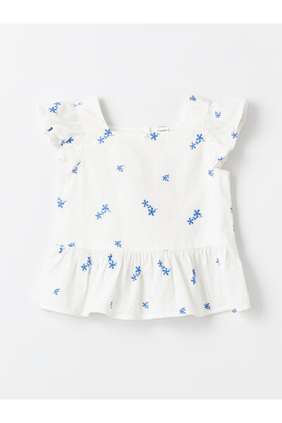 LC Waikiki Nevavm with Difference Square Collar Short Sleeve Embroidered Baby...