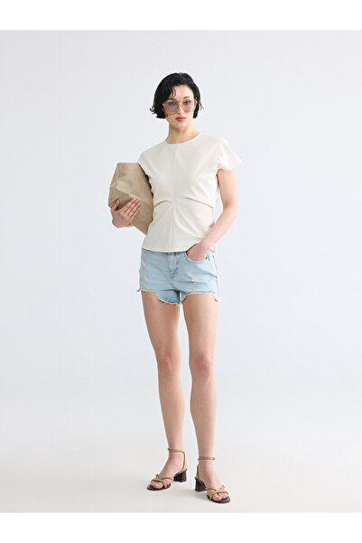 LC Waikiki Nevavm Women's Jean Shorts with Ripped Detail