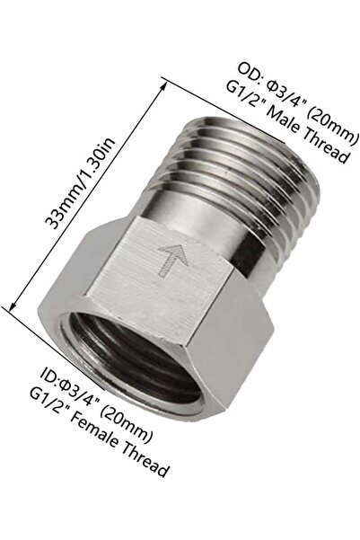 mucize Paslanmaz Çelik Çek Valf, 1/2 "Dişi - Erkek Dişli Geri Akış Önleme Van...