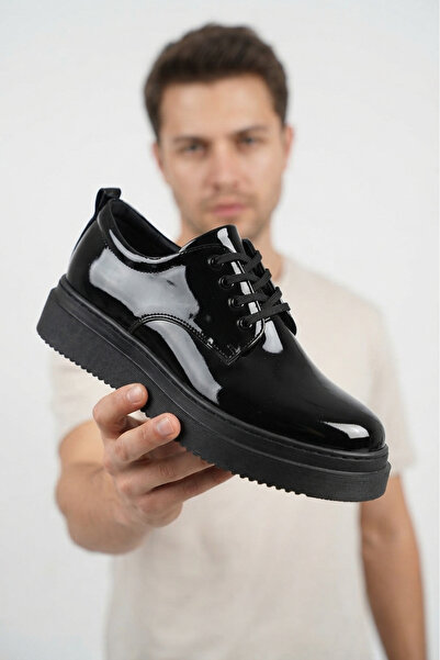 Zerenyus Zrk-x16 high quality thick sole black patent leather daily men's cla...