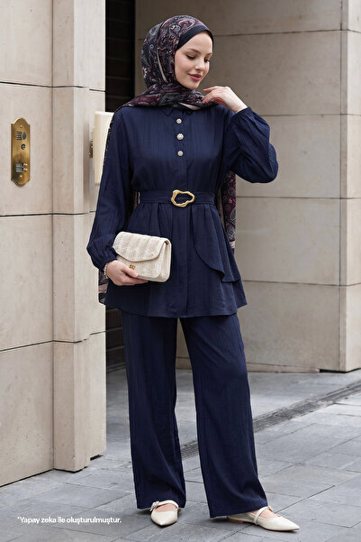 InStyle Set dublu bleumarin cu nasturi cu pietre