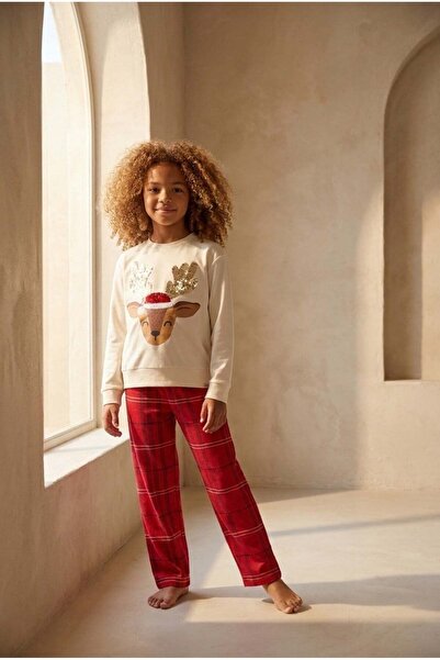 Katia&Bony Girl's Deer New Year Pajama Set Red