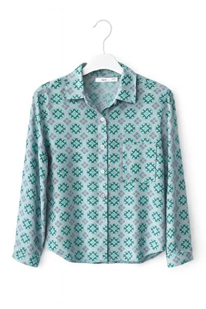 nk kids Nk Girl's Geometric Star Patterned Long Sleeve Buttoned Shirt 8-14 Ye...