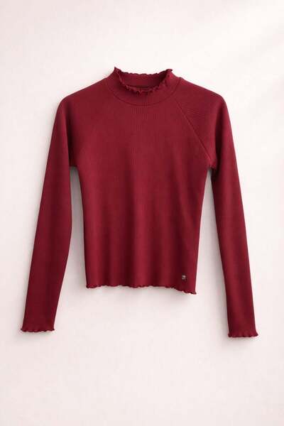 MAYORAL Girl's Stand Collar Fitted Sweater 10-16 Years Old Bordo