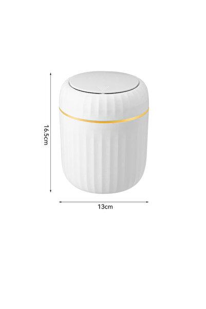 Choice White Mini Desktop Trash Can Press Type Covered Desktop Trash Can Bedr...