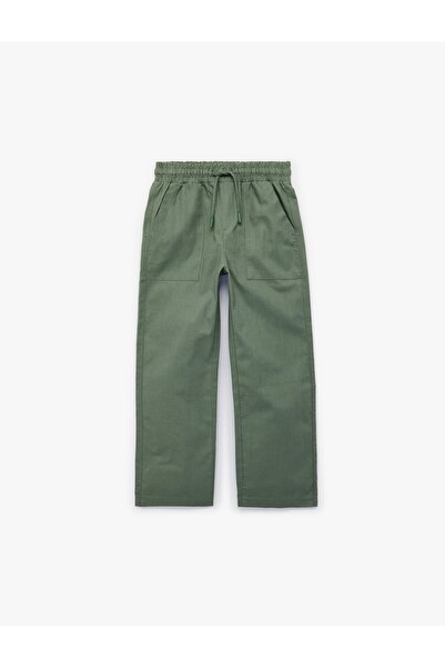 Koton Cotton Trousers with Lace-Up Waist Pocket Detail