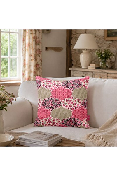 Bc Home Kırkyama Desenli, Kare Kırlent Kılıfı, 43 x 43 cm , 1 Adet, Fermuarlı