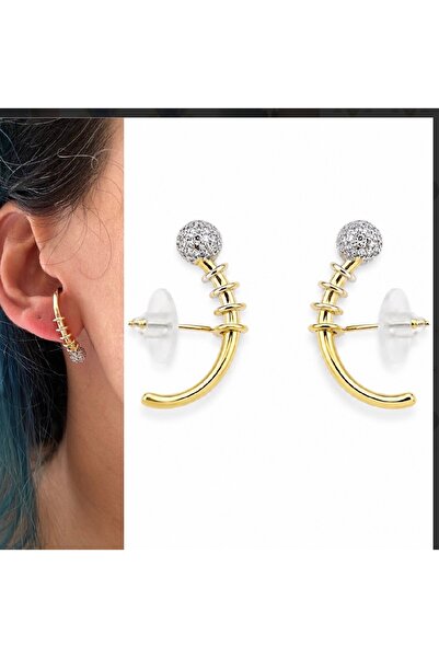 Merishe Jewerly أقراط من الفولاذ المقاوم للصدأ مرصعة بالذهب والزركون