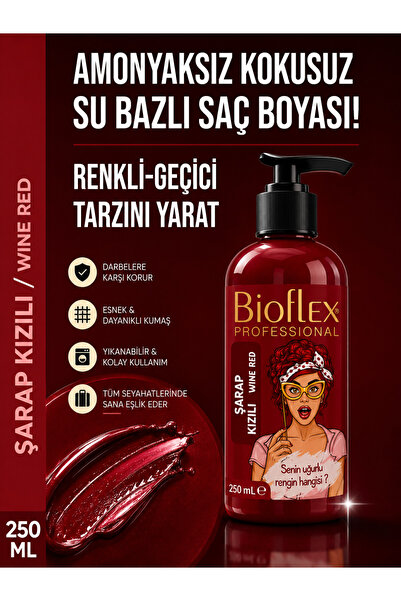 Bioflex "Geçici Şarap Kızılı Saç Boyası 250 ml (Jeans Color ve Bad Girl Tonla...