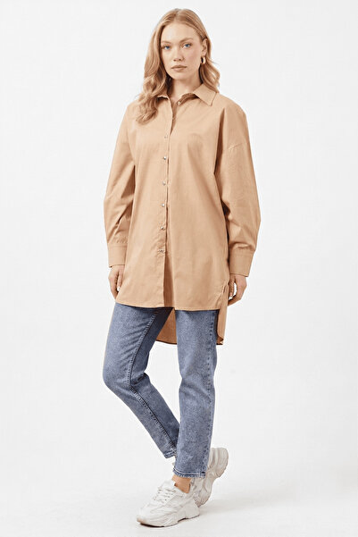 Fulla Moda Fullamodest Yırtmaçlı Oversize Gömlek