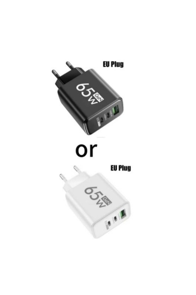 Choice شاحن سريع أبيض أوروبي بقوة 65 واط مع منفذ USB وتقنية QC3.0 ورأس شحن سر...