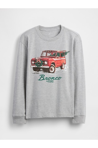 GAP Erkek Çocuk Gri Relaxed Grafik T-Shirt