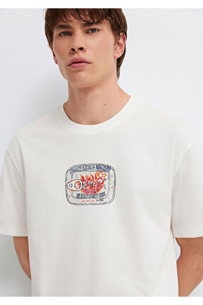Mavi Printed Ecru T-Shirt Loose Fit / Comfortable Loose Cut 0613384-80194