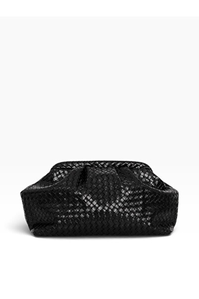 Kadın Vienna Model Hasır Desenli Deri Clutch ve Omuz Çantası