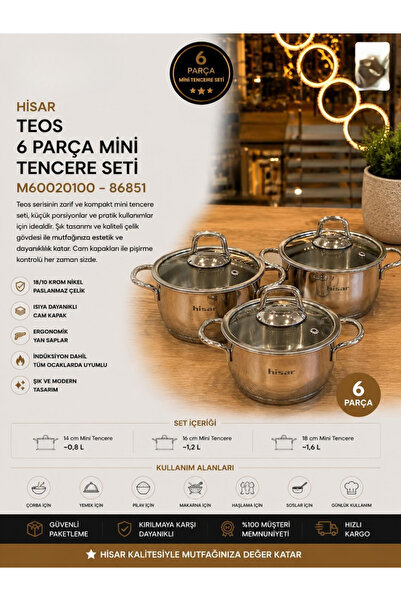 ŞİRİN VALENT HOME HİSAR TEOS 6 PRÇ MİNİ TENCERE SETİ