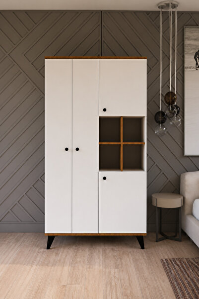 TOCCO 1016 Sıla 4 Kapaklı Askılıklı Raflı Gardırop