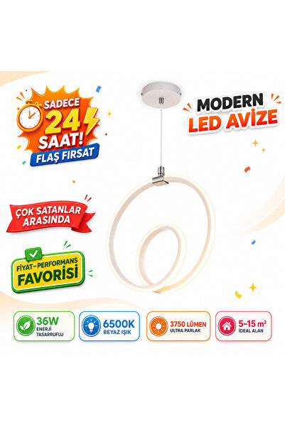 NEHİR HEDİYELİK EŞYA LEOS Beyaz Tekli Sarkıt Led Beyaz Işık Ultra Ledli Salon...