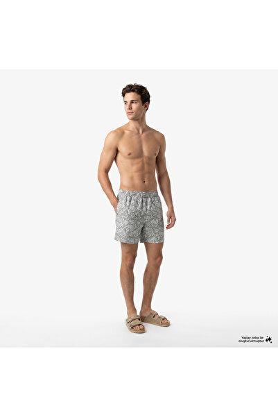 Nautica Erkek Yeşil Regular Fit Desenli Deniz Şortu