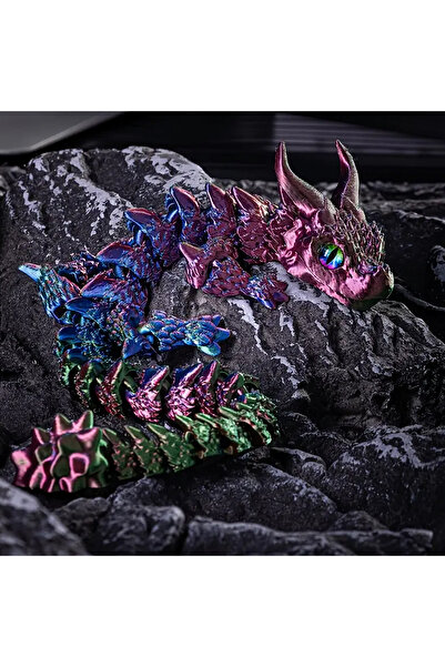 Choice Mixed Color 1pc Charming 3D Printed Double-Horned Dragon Figurine with...