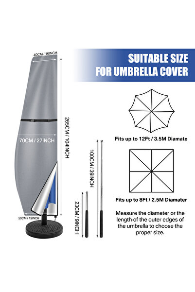 Choice8 Banana 265CM Outdoor Cantilever Umbrella Cover Waterproof Patio Paras...