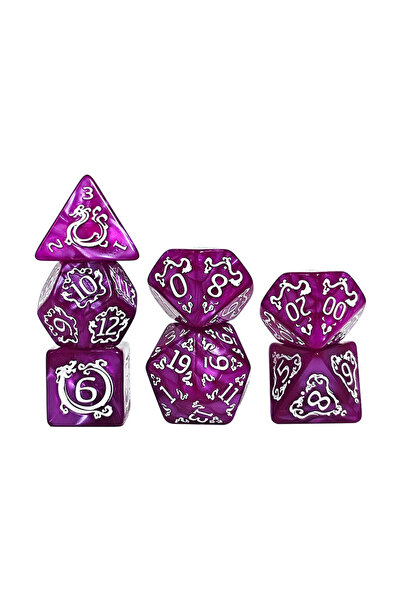 Choice1 plum DND Dice 7Pcs/set Dragon Pattern Polyhedral Dices Role Playing D...