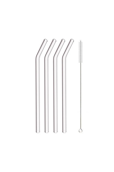 Choice7 5Pcs Bent 8mm High Borosilicate Glass Straw 3/5/10/11Pcs Reusable Eco...