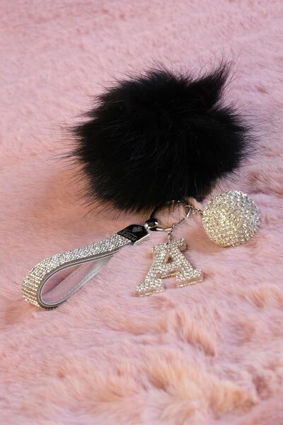 TASARIM ARABAM ATİKE ELİF AKIN Silver Stoned & No Logo Keychain & Fox Feather...