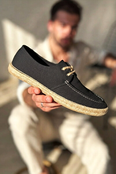 Zerenyus ZRK-T36 Premium Üst Kalite Siyah Klasik Erkek Espadril