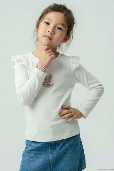 Breeze Girl's Long Sleeve T-Shirt with Rabbit Appliqué and Floral Embroidery,...