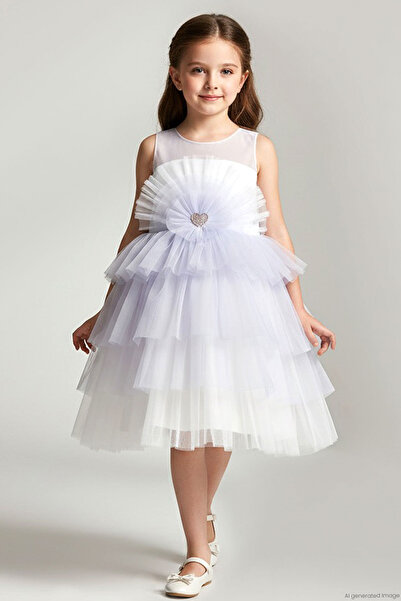 MONİTA Rochie de seara pentru fete cu fundita in spate, accesorii in forma de...