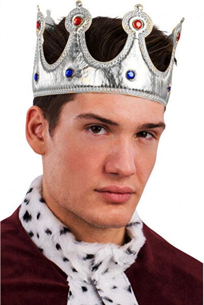 Go İthalat King Crown Silver Color Fabric Material Adult Size (5263)