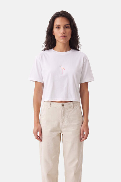 Reflect Studio Flamingo Premium Crop T-Shirt - Bela