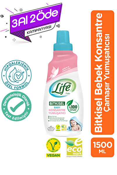 Life by Fakir Bitkisel Vegan Konsantre Bebek Çamaşır Yumuşatıcısı 1500 Ml-hip...