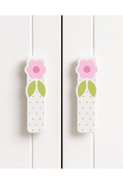 TURUNÇ AKSESUAR Two Holes Pink Flower Handle 6.4-9.6-12.8 cm Children's Room ...