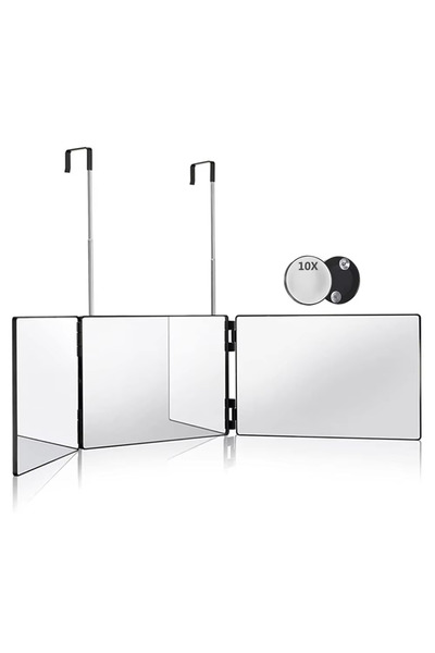 Choice1 Black with 10X 3 Way Mirror for Self Hair Cutting,360 Haircuts Men fo...