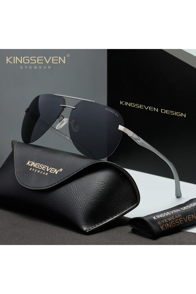 Choice6 نظارات شمسية KINGSEVEN بدون إطار من الألومنيوم والمغنيسيوم بعدسات مست...