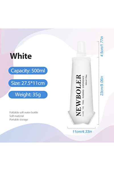 Choice BOT220-WHI-500 NEWBOLER TPU Soft Bottles Foldable Silicone Water ravel...
