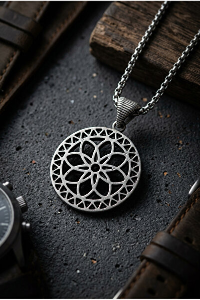 Begondio Flower of Life Handcrafted Stainless Steel Chain Men's Necklace