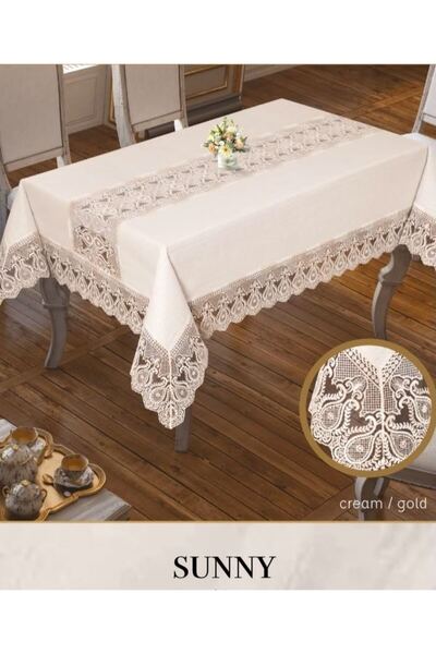 Ceki Home مفرش طاولة من الكتان اللامع بمقاس 160x220 سم لطاولة الطعام، نموذج ص...