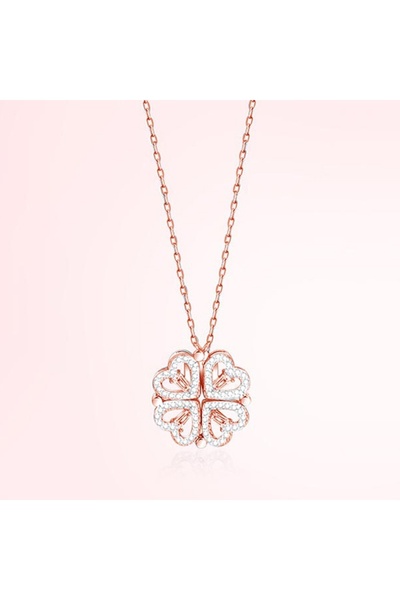 Choice Rose gold 1pc Heart Shaped Four Leaf Clover Pendant Necklace Jewelry Z...