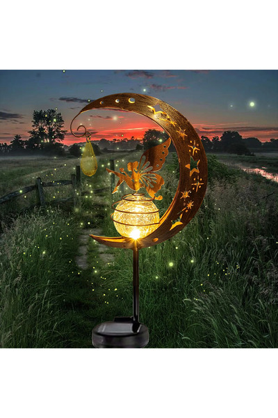 Choice1 0-5W Fairy Moon 1PC Cat Moon Solar Lamp Outdoor, Iron Solar-Powered G...