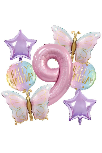 Choice Other Other number 9 Pink Digital Butterfly Aluminum Foil Balloons and...