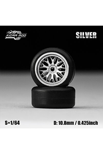 Choice6 MMW118 1/64 Model Car Silver & Grey Wheels with Fixed Tires Comes wit...