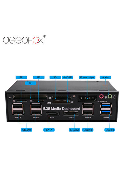 Choice Red DeepFox Multifunction 5.25' Media Dashboard Card Reader USB 2.0 an...