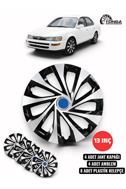 YONGA OTO AKSESUAR TOYOTA COROLLA 13 İnç Jant Kapağı 4'lü Set Siyah Gümüş + 4...