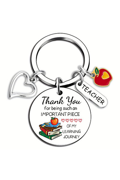 Choice 1pc 1pc Stainless Steel Round Keychain with "Thank You Teacher" Design...